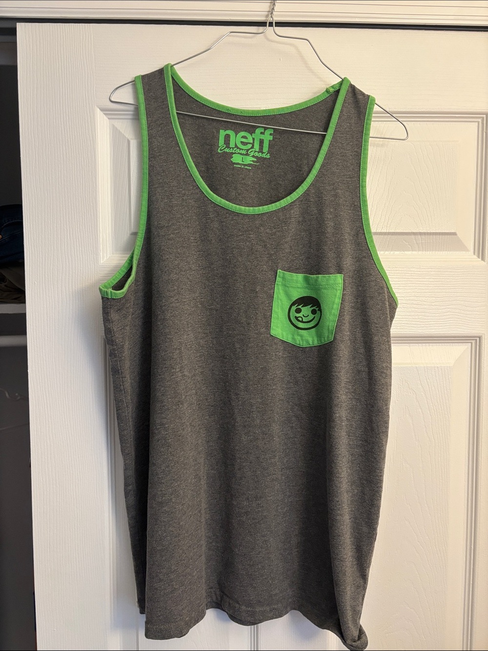 Neff Charcoal Tank Top with Lime Green Trim